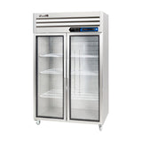 two glass-door refrigerator/freezer display cabinet