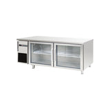 Glass-door refrigerator/freezer work table