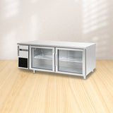 Glass-door refrigerator/freezer work table